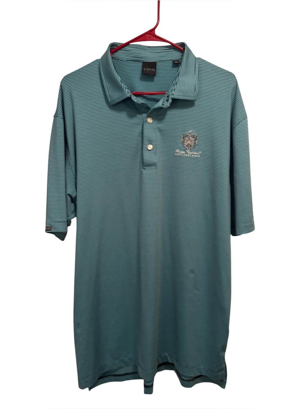 Dunning Golf Men's Teal Striped Polo Shirt. Trump National. Size XL.